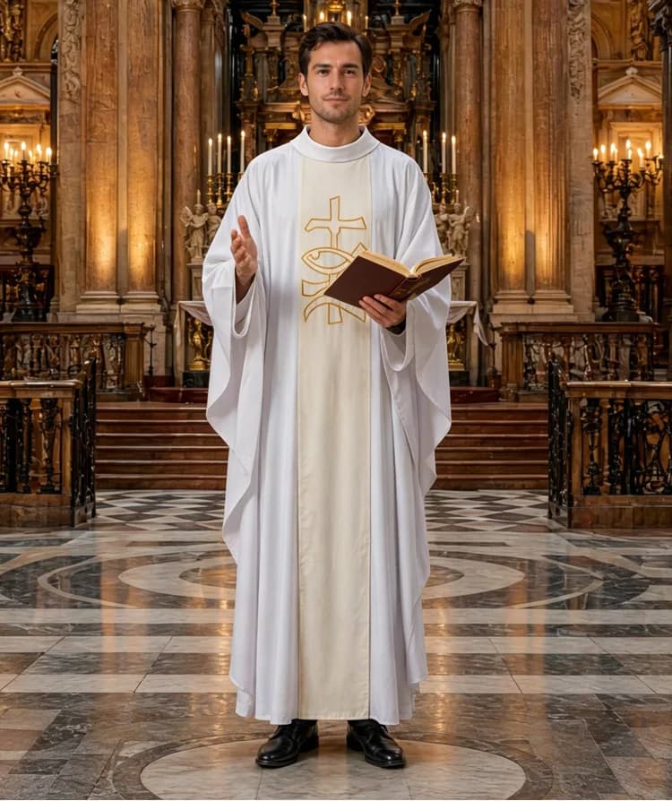 Priest Ceremonial Robe with Embroidered Cross