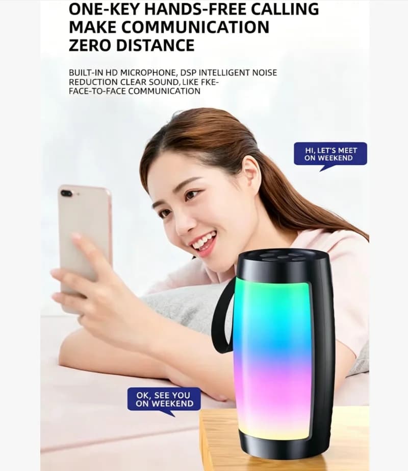 Bluetooth Wireless Speakers Powerful Portable Sound Box Subwoofer Car Audio Bass MP3 Player Sound System LED Lights