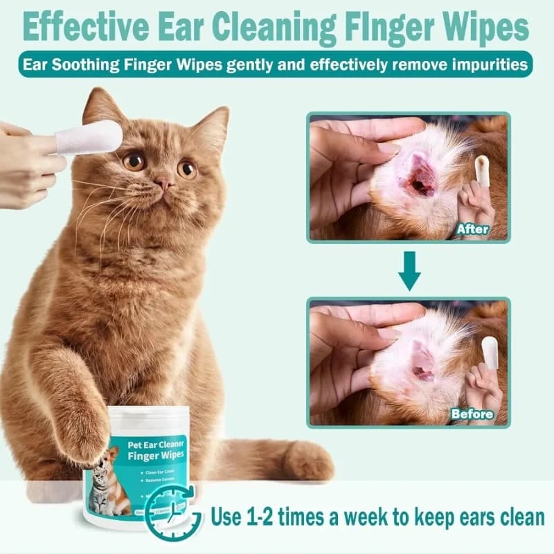 Pet Ear Cleaning Wipes with Finger Covers