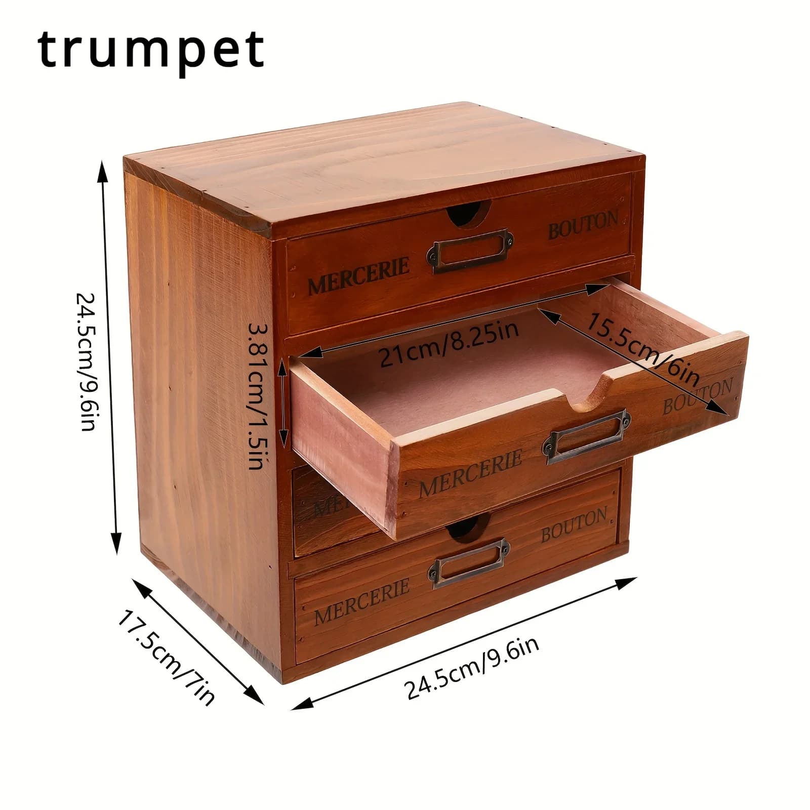 Wooden 4-Drawer Desktop File Cabinet