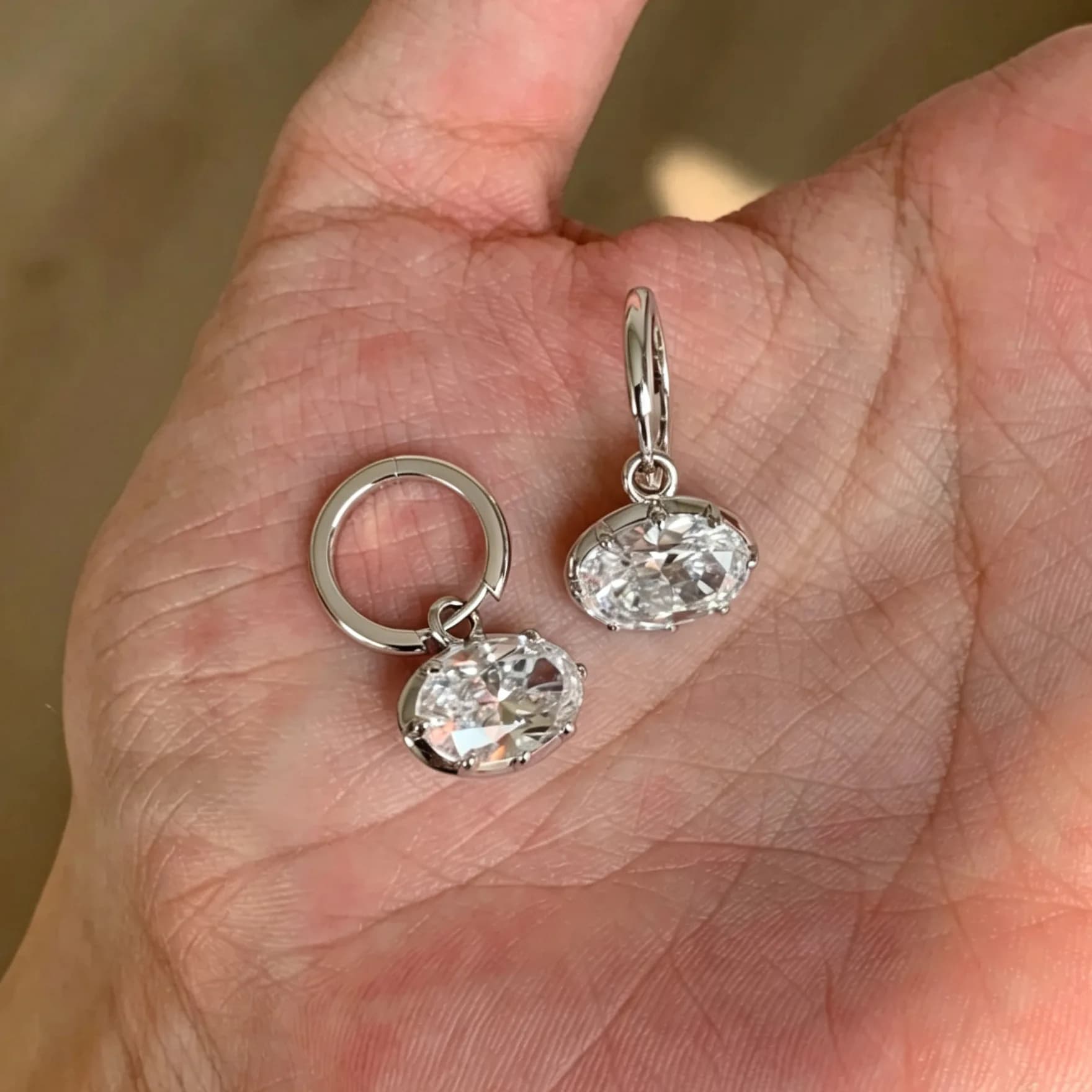 Oval Diamond Drape Pendant Earrings