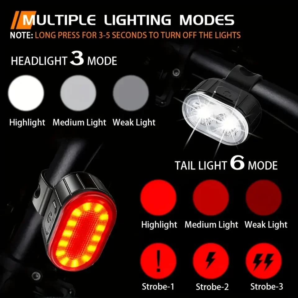 Rechargeable LED Bike Front and Rear Lights