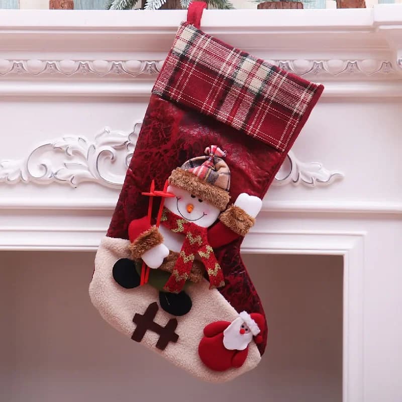 Large Plaid Christmas Stockings Set
