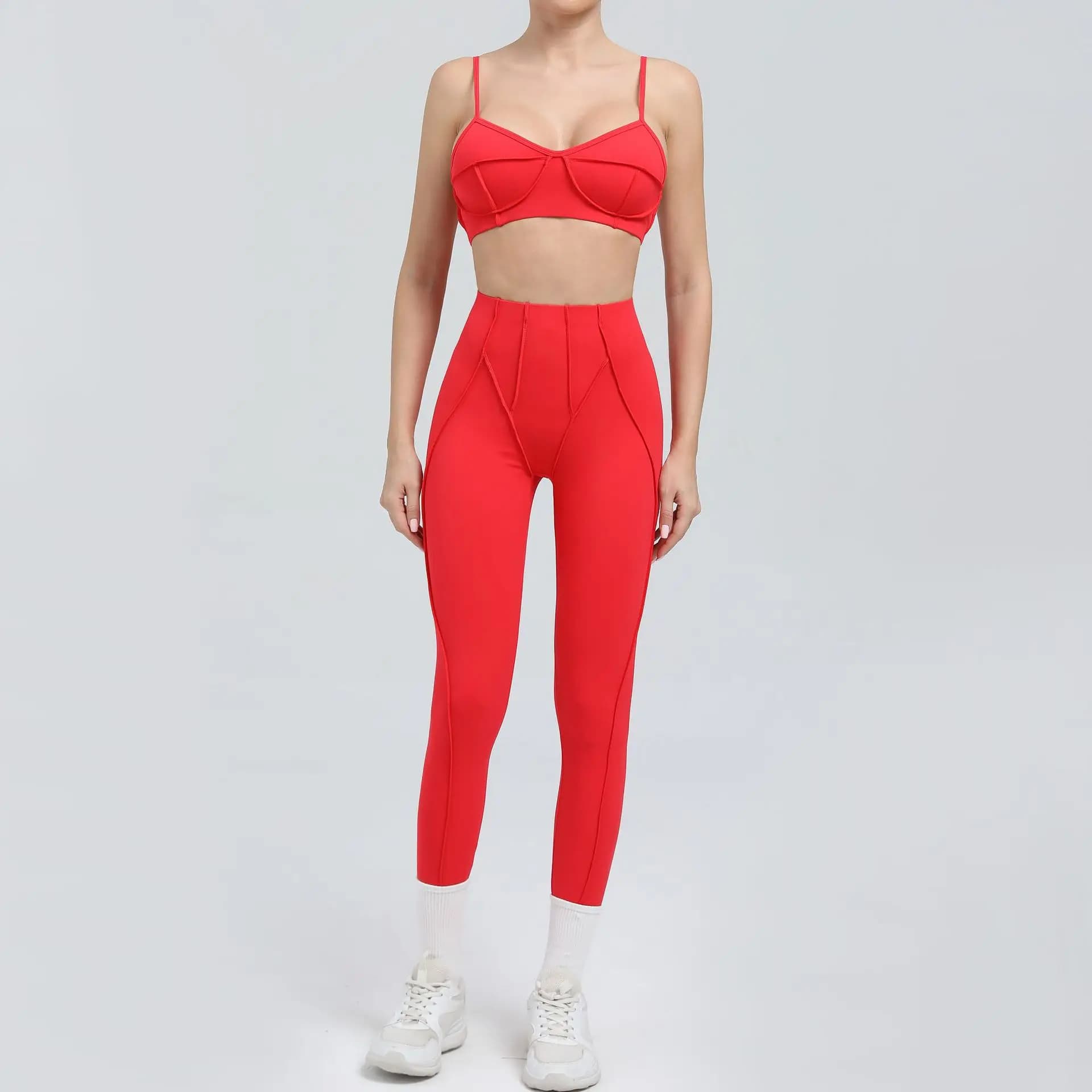 High Waist Leggings and Open Back Sports Bra Set