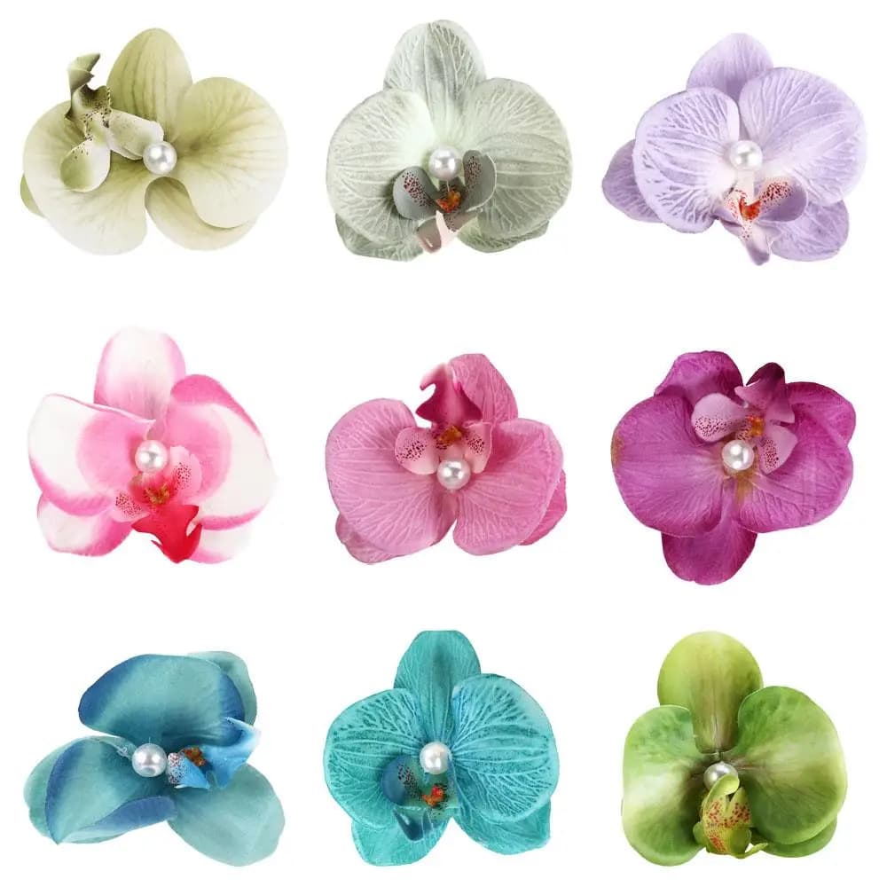 Hair Accessories Flower Hair Clip Pink Orchid Headdress Orchid Hairpin Hair Ornament Side Barrettes Bohemia Barrettes Bridal