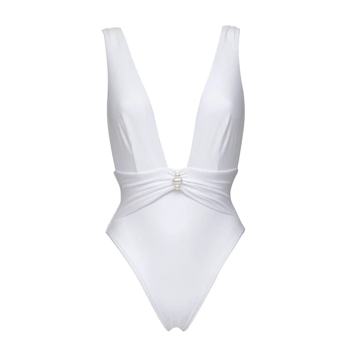 White Halter High-Leg Bikini With Skirt