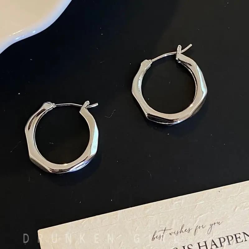 Hammered Hoop Earrings Two Tone