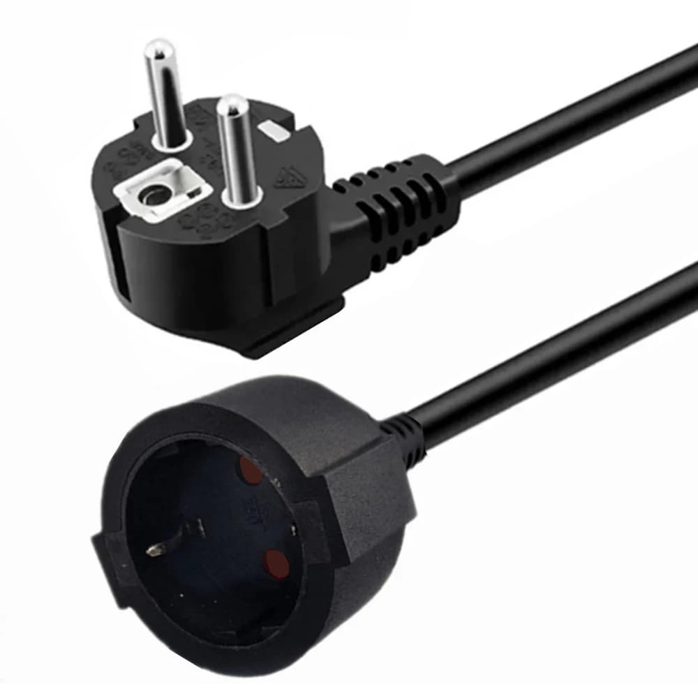 EU Power Extension Cord Euro CEE7 Schuko Mains Power Extension Cable Male to Female Schuko Extension Power Cord 5M/3M/1.5M/1M