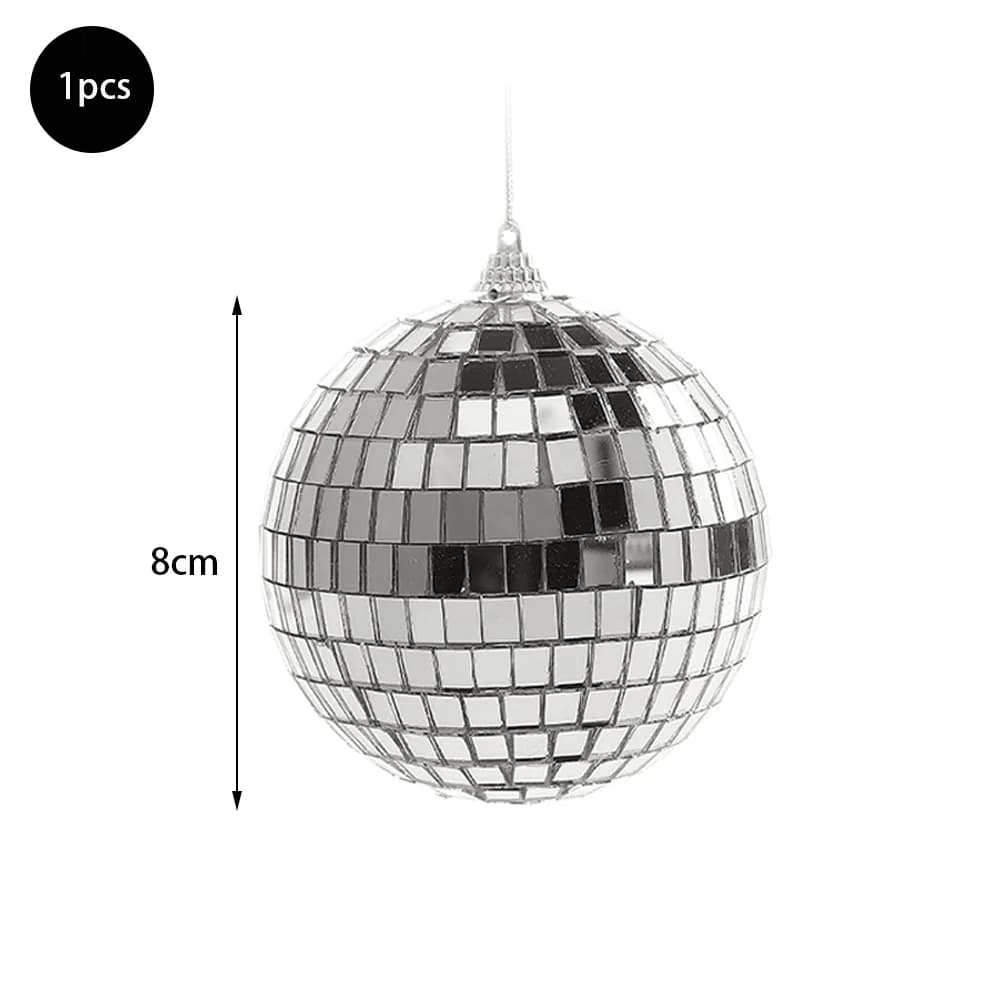Mirrored Disco Ball Glass Ornaments with String