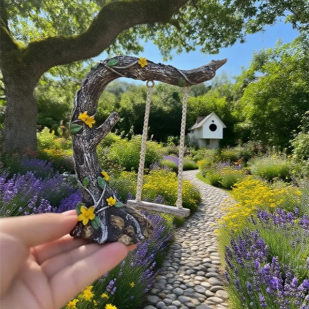 Pastoral Garden Decoration with Swings and Trees