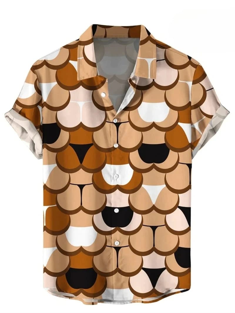 3D Map Print Hawaiian Button-Up Shirt