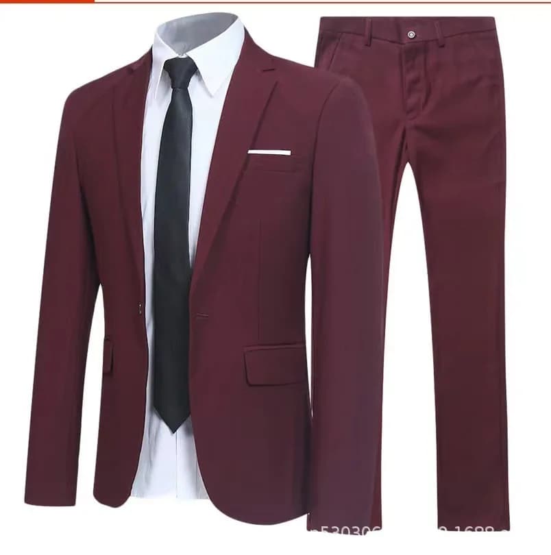 Men's Two-Piece Formal Suit Blazer and Trousers