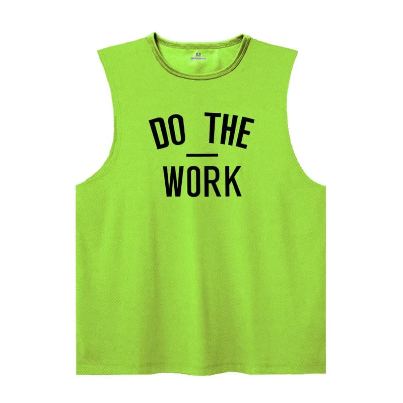 Men's Gym Clothing DO THE WORK Printed Sports Quick Dry Bodybuilding Shirts Casual Breathable Mesh O-neck Muscle Fitness Vests