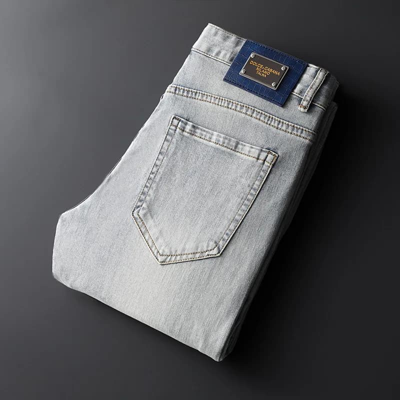 Men's Smoky Gray Slim Fit Printed Jeans