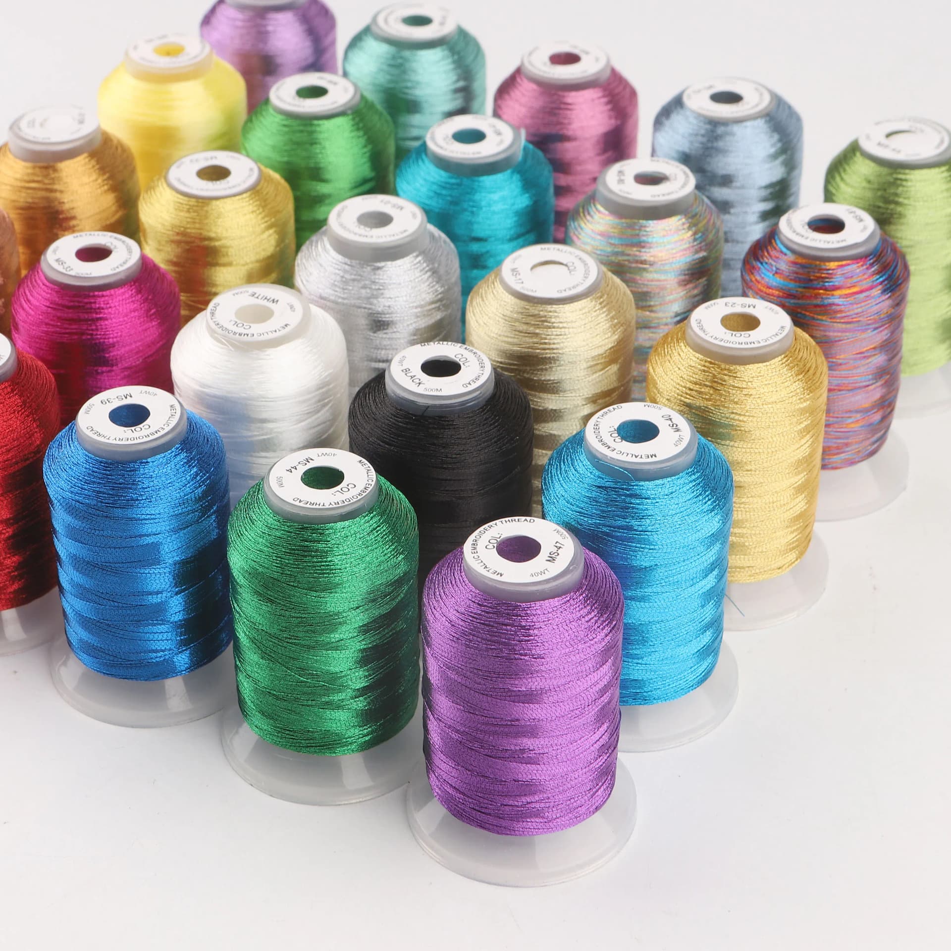 Metallic Embroidery Machine Thread Kit, 25 Colors