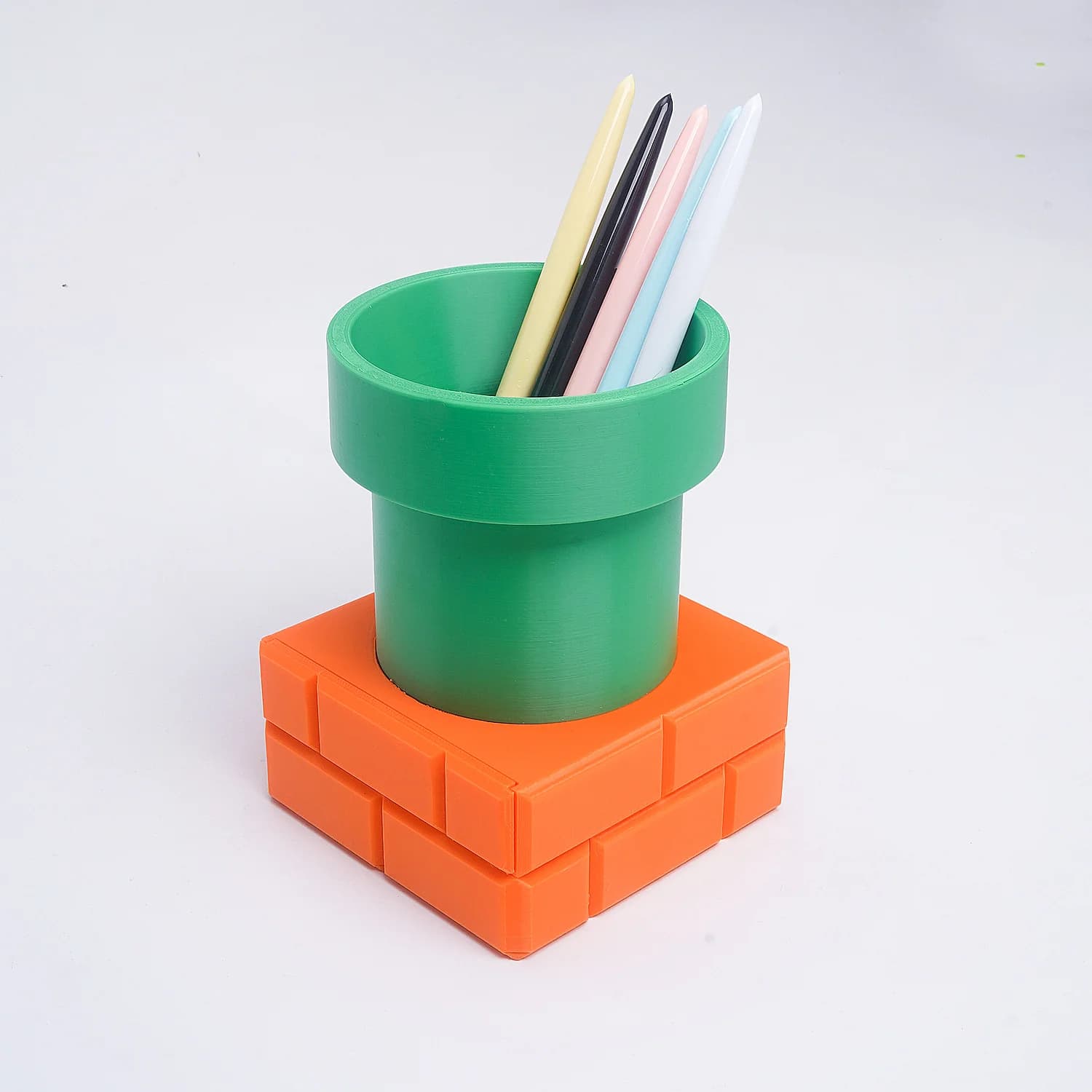 Brick and Pipe Desk Pen Holder with Drawer
