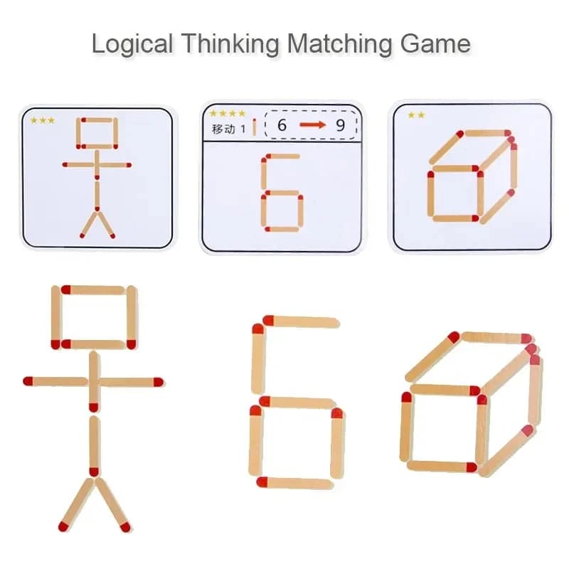 Wooden Matchstick Logic Puzzle Game