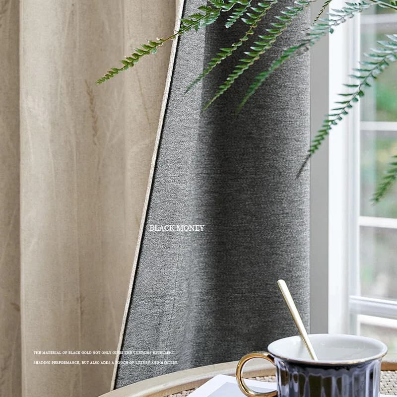 Black Blackout Jacquard Chenille Curtains
