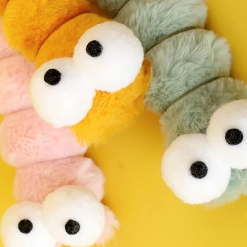 Cat Plush Chew Toy Plush Cushion Caterpillar Catnip Companionship Kitten Toy Cat Teaser Stick Interactive Cat Toy Supplies