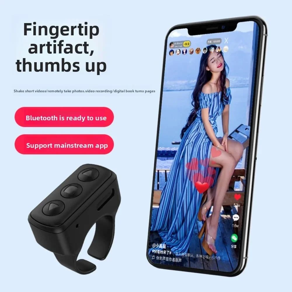 New Video Controller Brushes Tiktok Turns Pages Likes Magic Device Mobile Phone Bluetooth Remote Control Camera and Self Timer