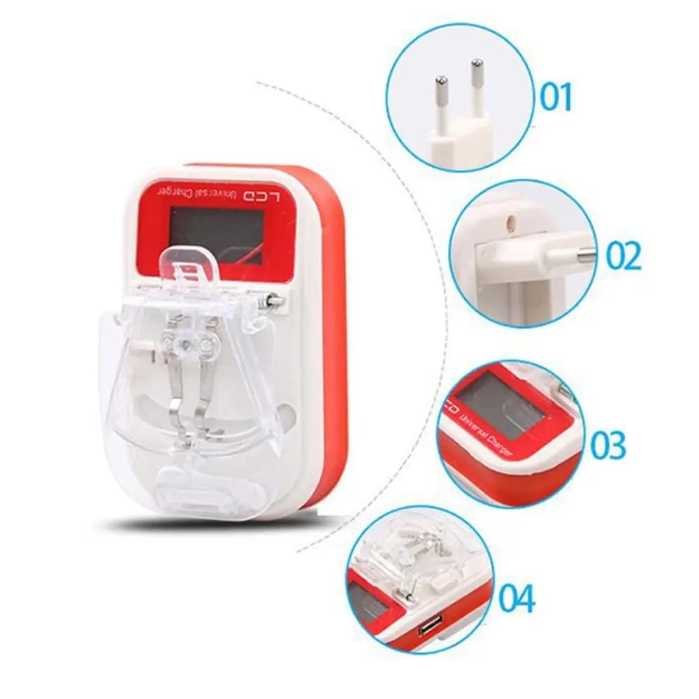 Portable Universal Battery Charger with LCD Display