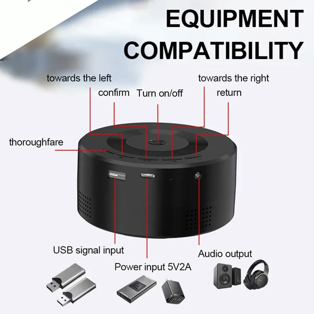 Mini USB Supports Home Theater Projector 180°Flexible Projection Angle 1080P Native Smartphone Screen Sharing Suitable for Home