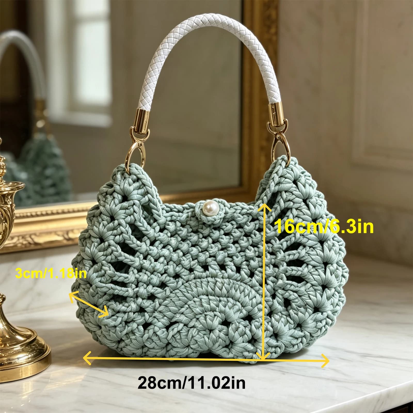 Women's Handbag, Bohemian Style Bag, New Handmade Crochet Bag, Commuter Bag, Cosmetic Bag, Portable Bag, Beach Bag