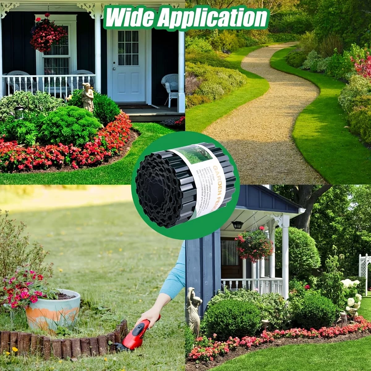 Garden Grass Lawn Edge Border Fence Path Flexible Lawn Edging Border Fence Green Outdoor Landscape Garden Decor 10cm x 9M