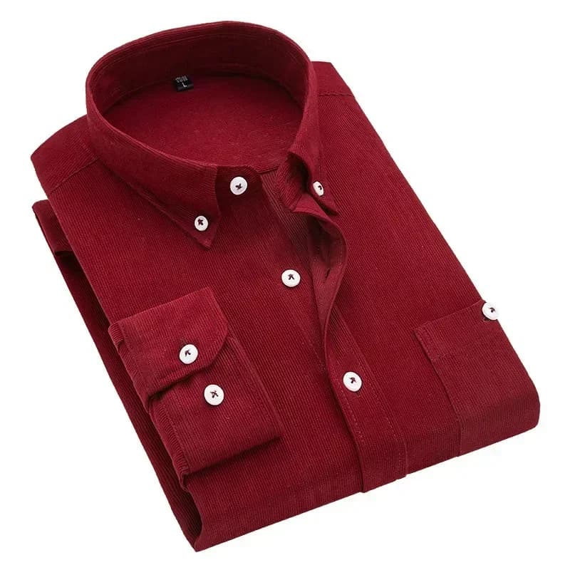 Men's Corduroy Striped Long Sleeve Shirt