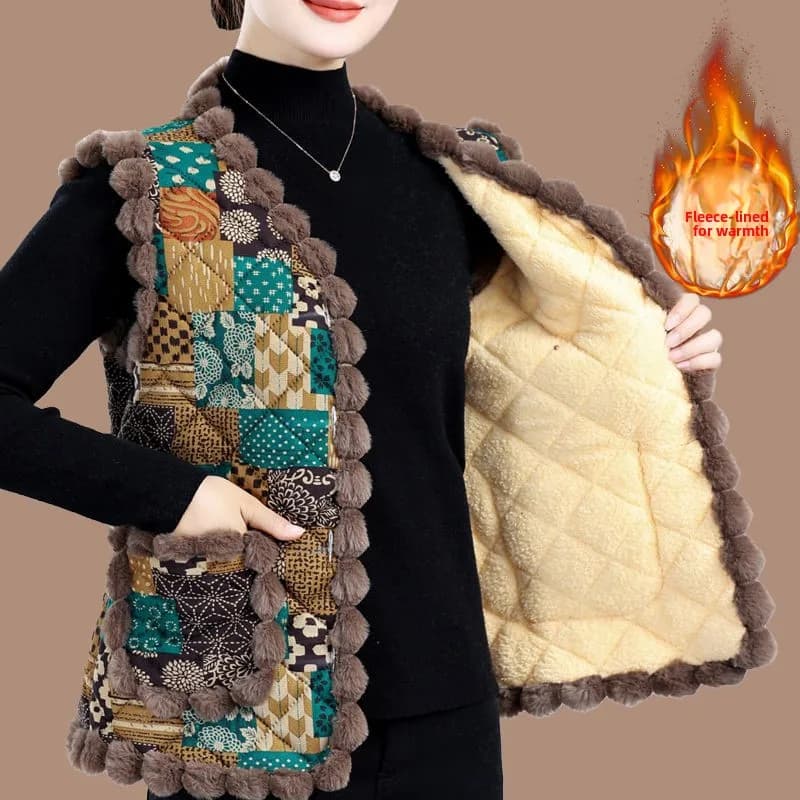 Check Pattern Fleece Warm Vest