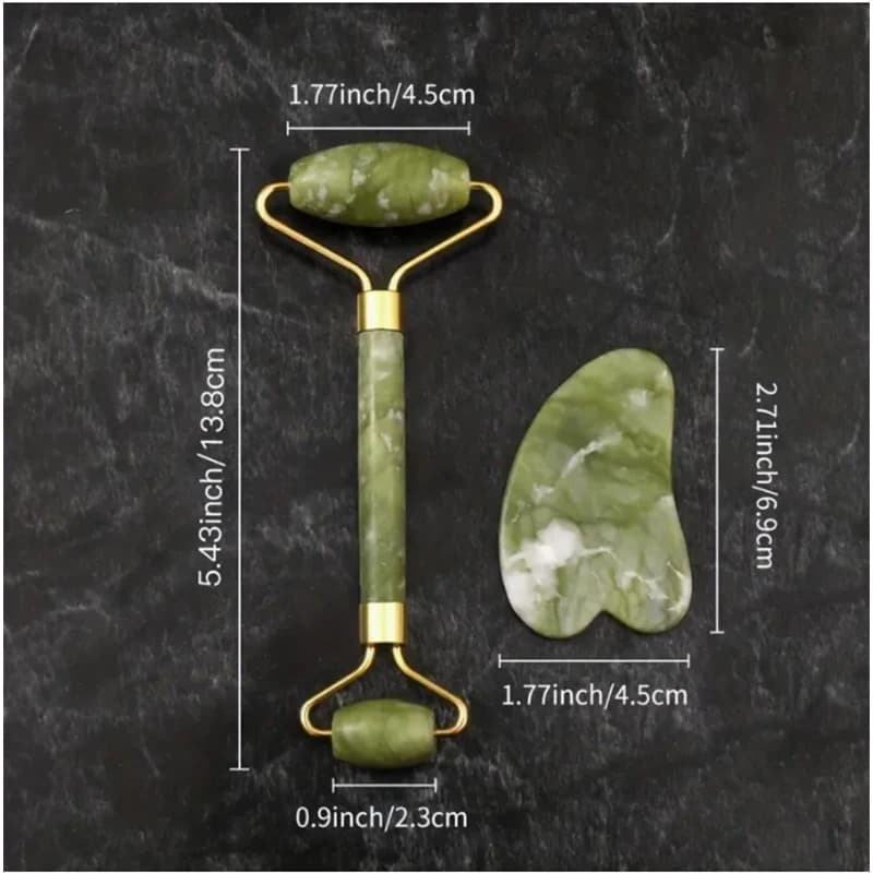Jade Facial Roller and Scraping Board Set
