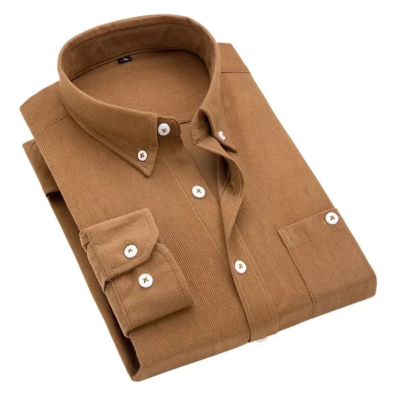 Men's Corduroy Striped Long Sleeve Shirt
