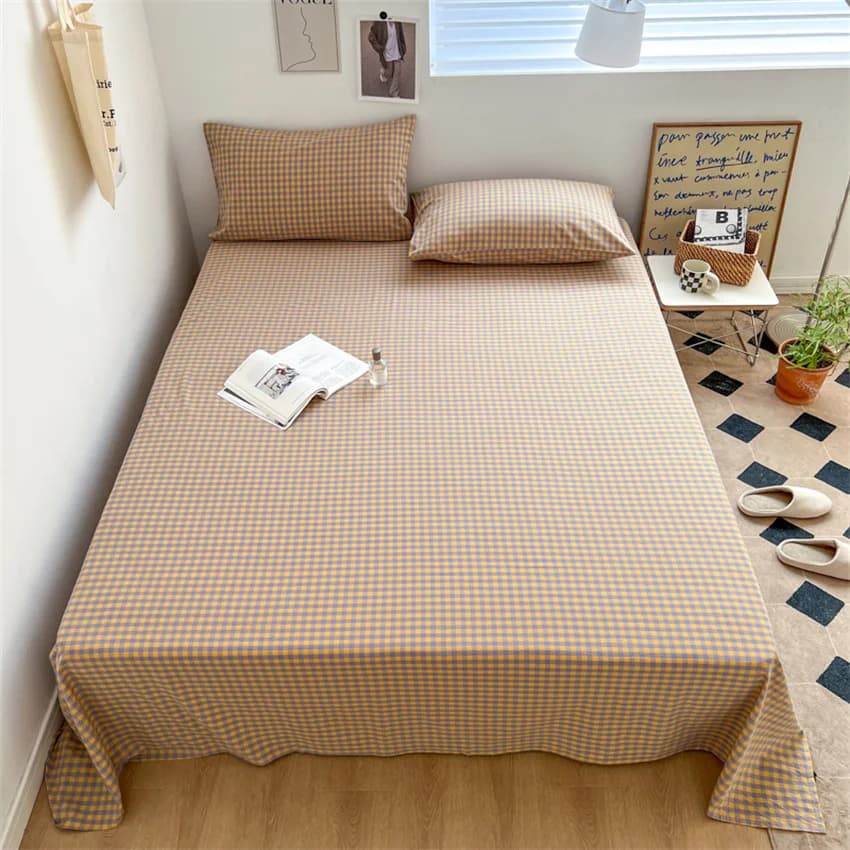 Pure Cotton Flat Sheet Nordic Grid Pattern