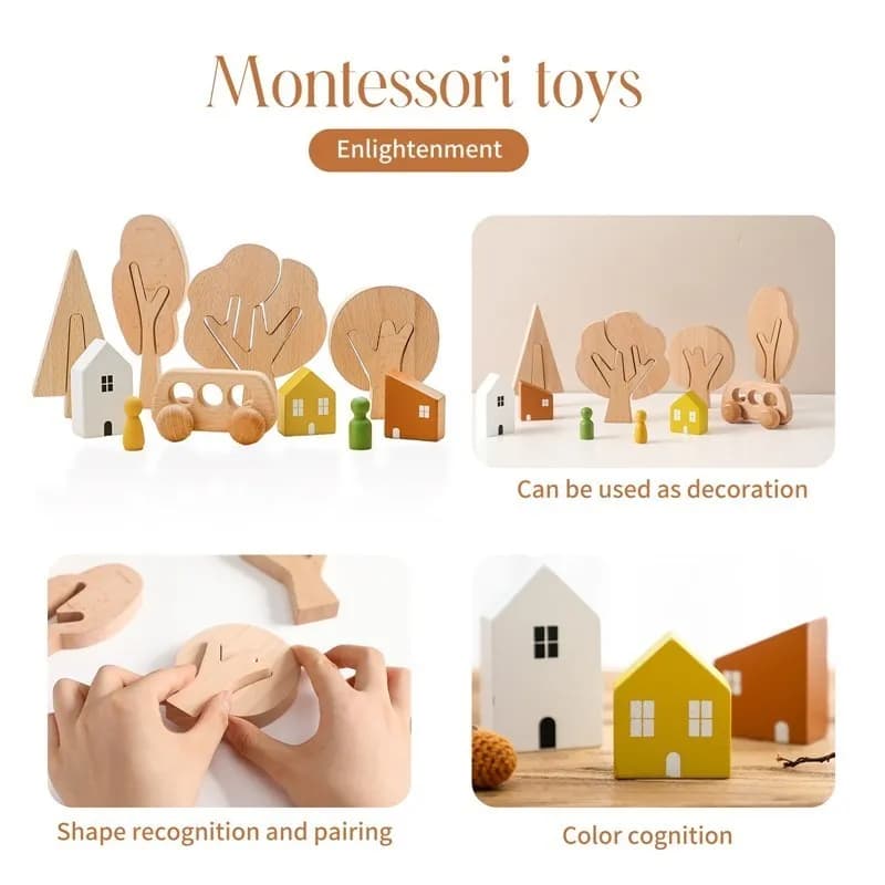 Wooden Building Block Forest Toy Set