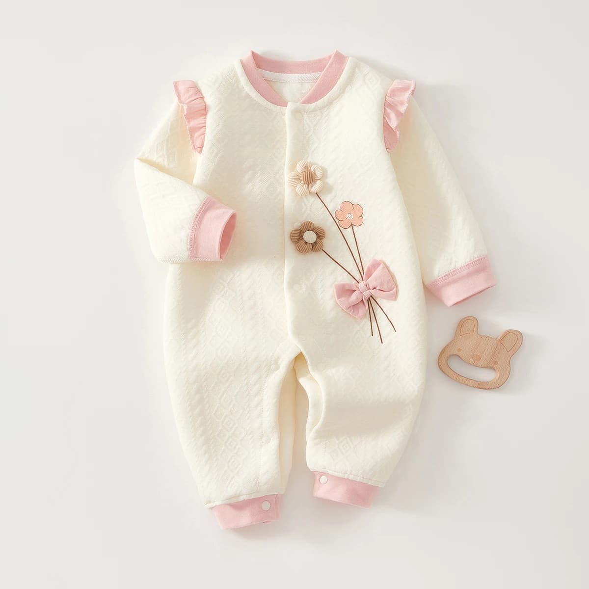 Baby Clothes for Autumn, Class A, Baby Girl Full-Month Outfit, One-Piece Romper, Baby Thermal Silk-Lined Newborn Bodysuit