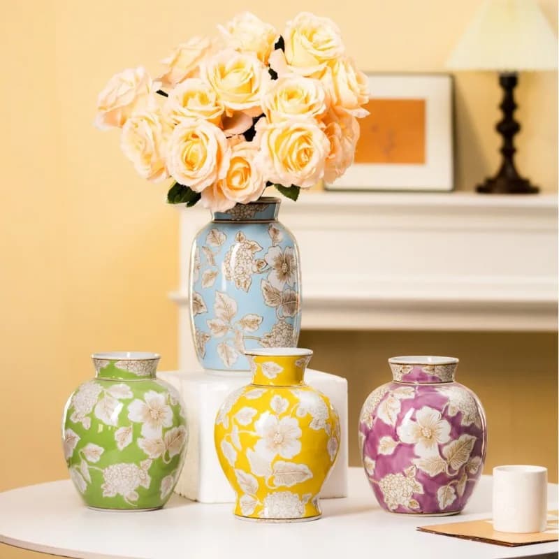 Retro Ceramic Vase with Artistic Patterns