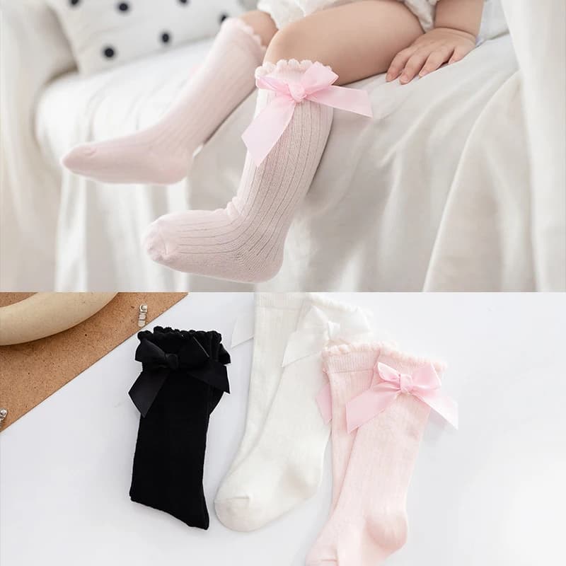 Baby Girl Mid-Tube Socks With Bow