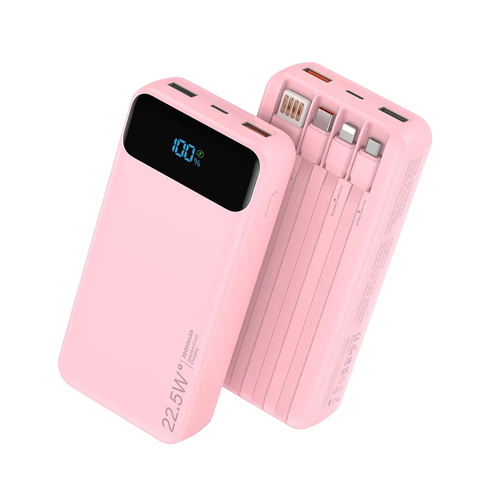 20000mAh Power Bank with Built-in Cables