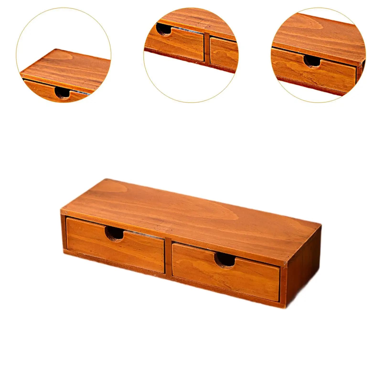 Rustic Wooden Desk Organizer with Drawer