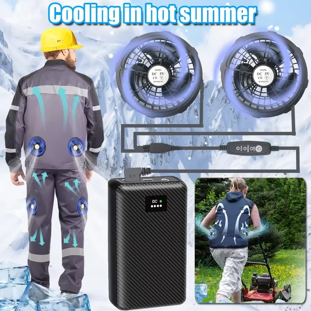 Dual-Mode Power Bank with Cooling Fan and Heated Vest Support