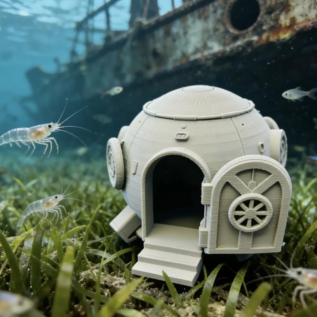 Nautical Steampunk Aquarium Decor 3D Printed Retro Themed Fish Tank Ornament Landscapes Fish Shrimp Shelter Aquarium Accessories