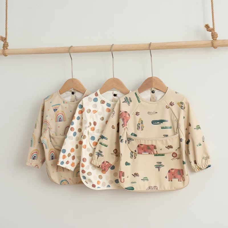 Baby Bibs Waterproof Art Smock with Long Sleeves Easy To Clean Children's Painting Apron Bib for Toddlers Girls Boys Baby Stuff