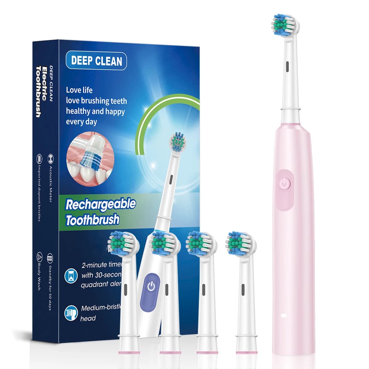 Electric Rotary Toothbrush with Timer and Heads