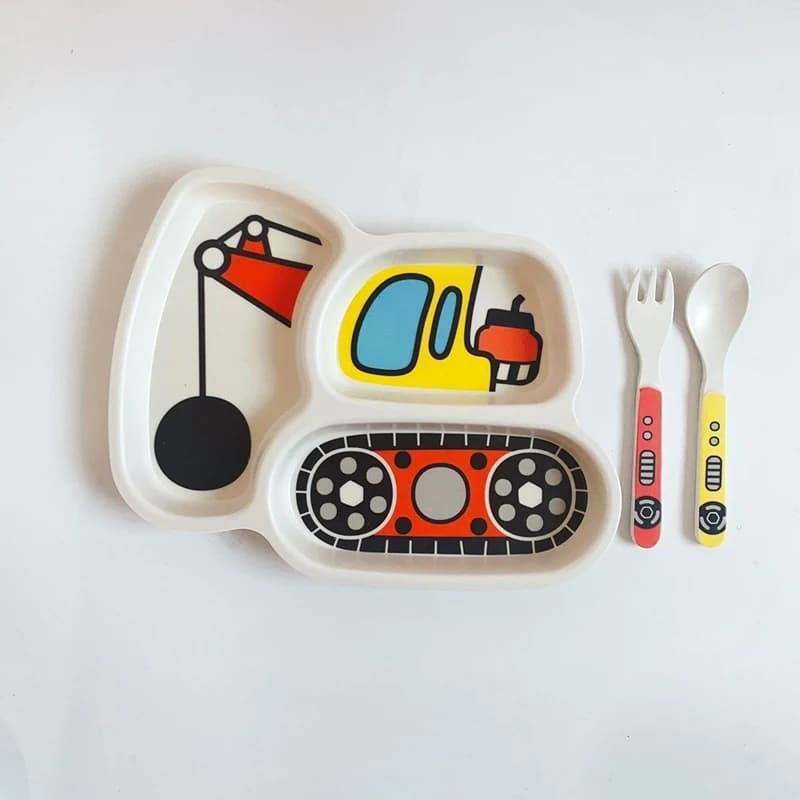 Kids Divided Plate Set With Fork and Spoon