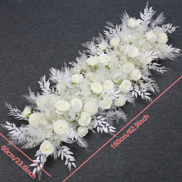 White Silk Flower Row Wedding Arch Backdrop
