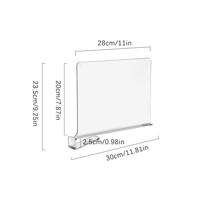 Clear Acrylic Shelf Divider for Closets