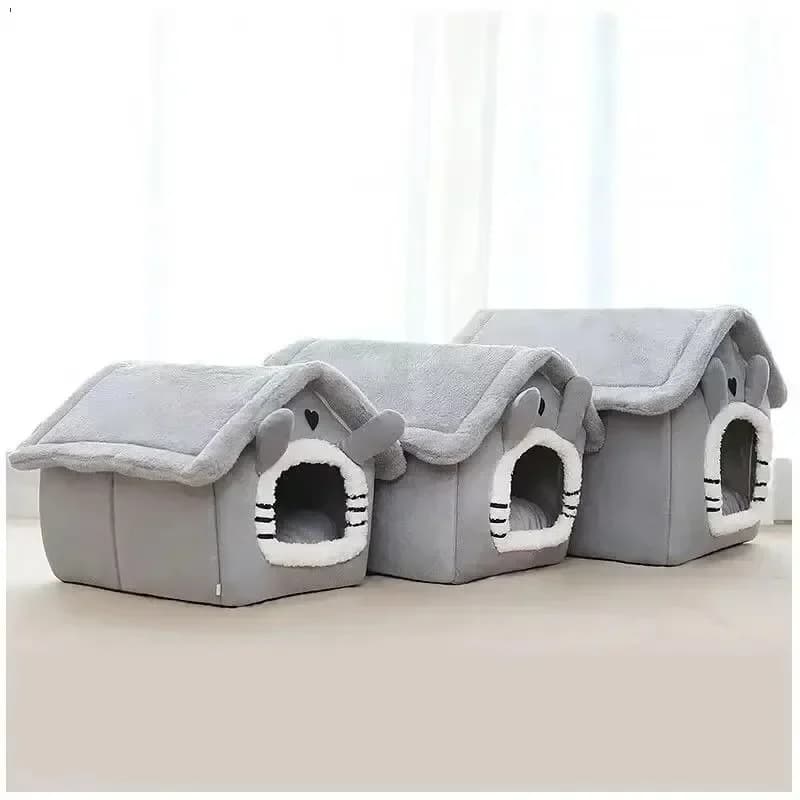 Warm Enclosed Pet Bed Tent with Washable Cushion