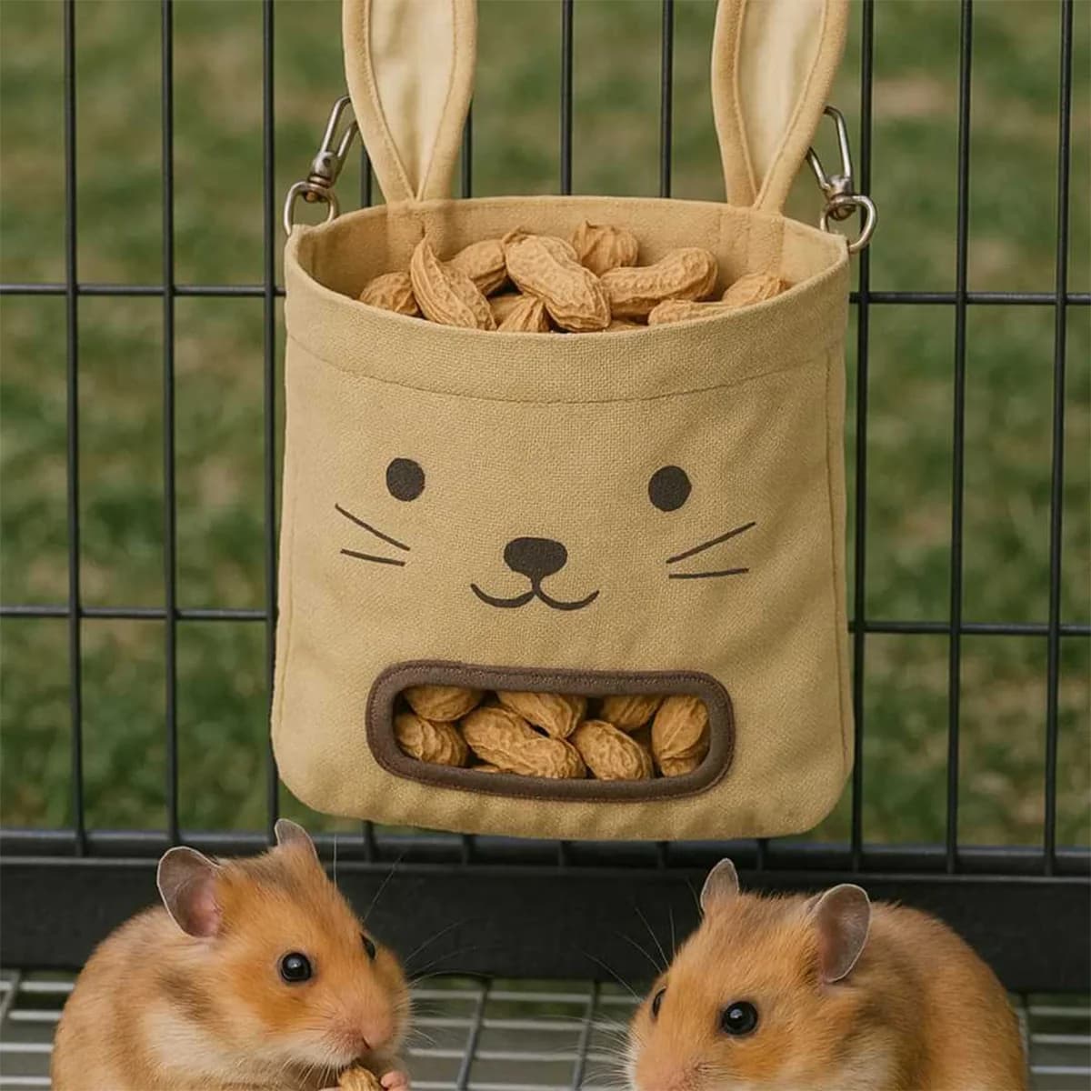 Bunny Ears Hanging Hay Bag Feeder