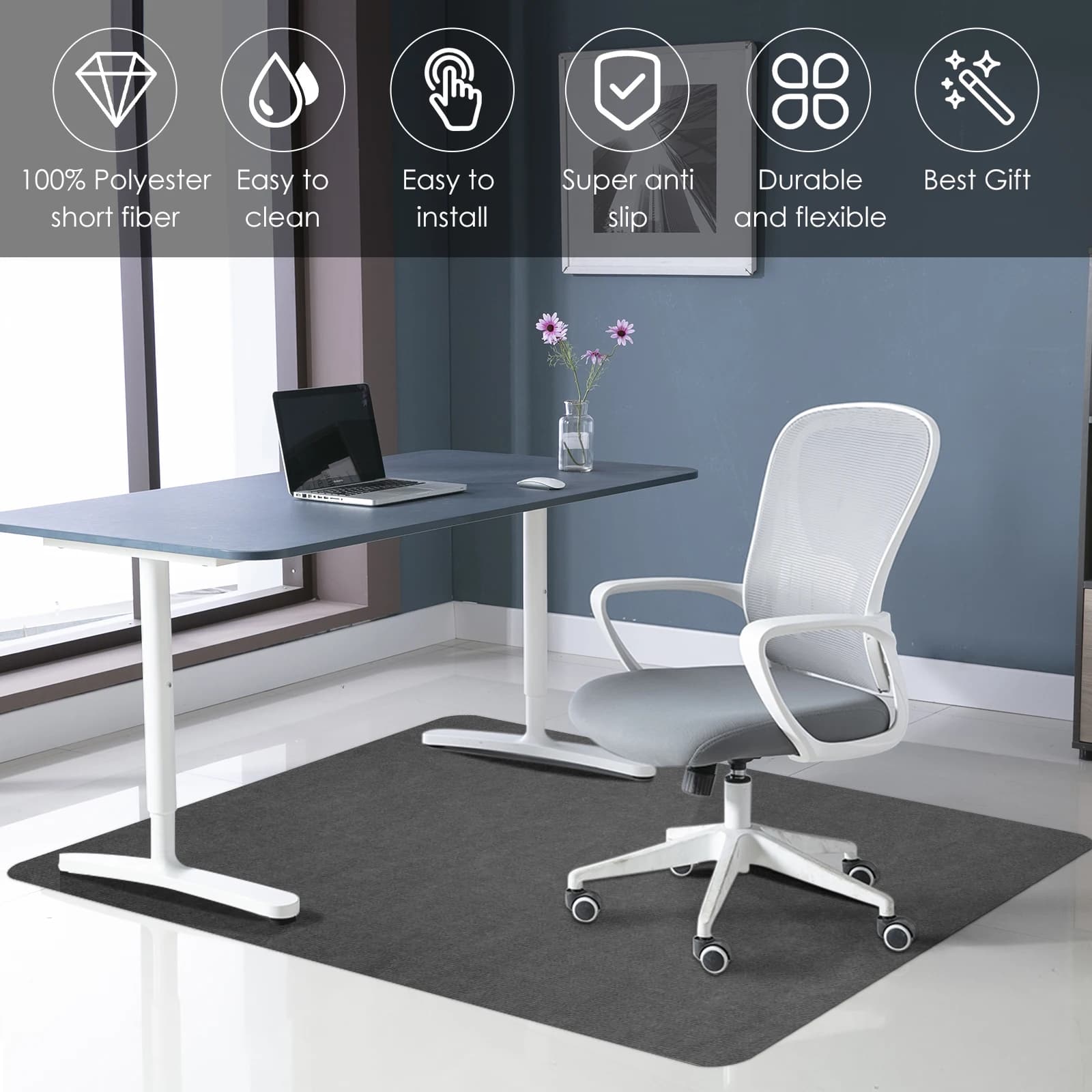 Office Rolling Chair Mat Anti-Slip Floor Protector