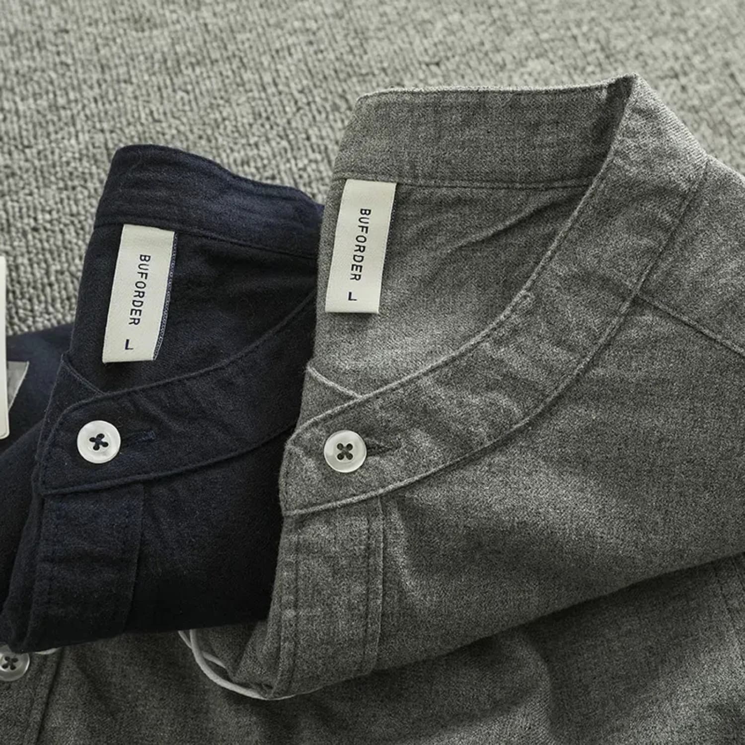 Men's Vintage Stand-Up Collar Button-Down Shirt